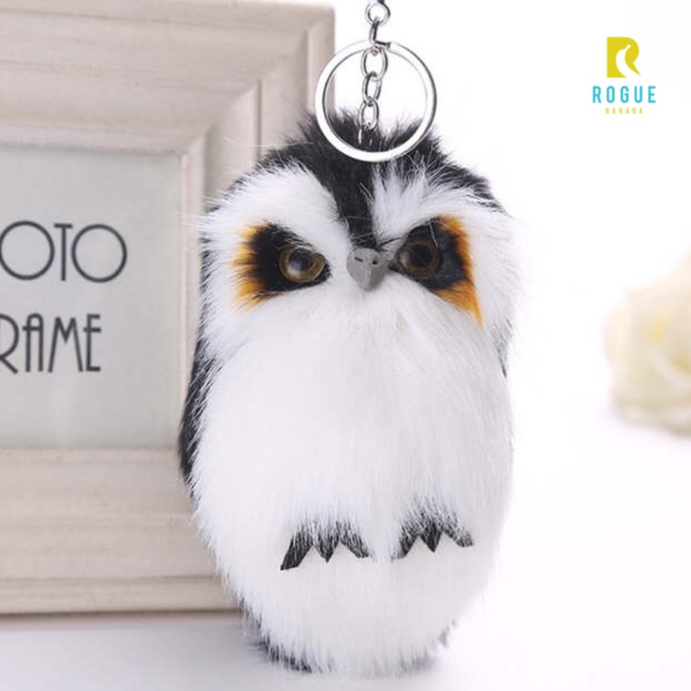 🆕Black & White Owl Pom Poof Keychain Bag Charm🆕